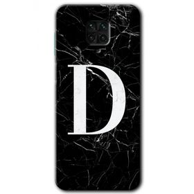 Xiaomi Redmi Note 9s Siyah Mermer Desenli D Harfi Baskılı Uyumlu Silikon Kılıf