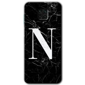 Xiaomi Redmi Note 9s Siyah Mermer Desenli F Harfi Baskılı Uyumlu Silikon Kılıf