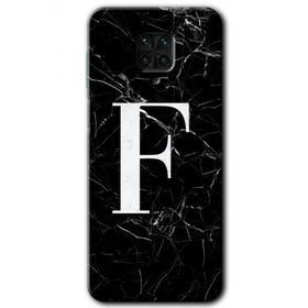Xiaomi Redmi Note 9s Siyah Mermer Desenli F Harfi Baskılı Uyumlu Silikon Kılıf