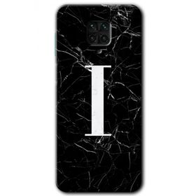 Xiaomi Redmi Note 9s Siyah Mermer Desenli I Harfi Baskılı Uyumlu Silikon Kılıf