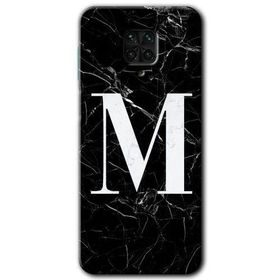 Xiaomi Redmi Note 9s Siyah Mermer Desenli M Harfi Baskılı Uyumlu Silikon Kılıf