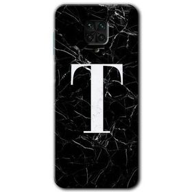 Xiaomi Redmi Note 9s Siyah Mermer Desenli T Harfi Baskılı Uyumlu Silikon Kılıf