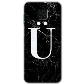 Xiaomi Redmi Note 9s Siyah Mermer Desenli Ü Harfi Baskılı Uyumlu Silikon Kılıf