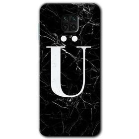 Xiaomi Redmi Note 9s Siyah Mermer Desenli Ü Harfi Baskılı Uyumlu Silikon Kılıf