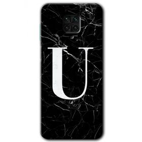 Xiaomi Redmi Note 9s Siyah Mermer Desenli Ü Harfi Baskılı Uyumlu Silikon Kılıf