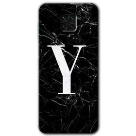 Xiaomi Redmi Note 9s Siyah Mermer Desenli Y Harfi Baskılı Uyumlu Silikon Kılıf