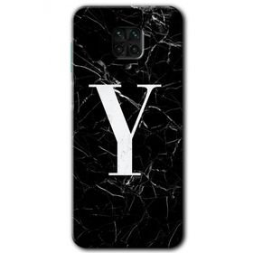 Xiaomi Redmi Note 9s Siyah Mermer Desenli Y Harfi Baskılı Uyumlu Silikon Kılıf