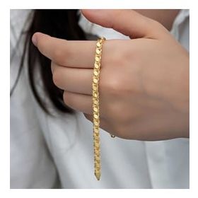 XMARKETTR 925 Ayar Gümüş Gold Pullu Zincir Kadın Bileklik
