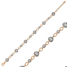 XMARKETTR 925 Ayar Gümüş Rose Kalpler Bileklik