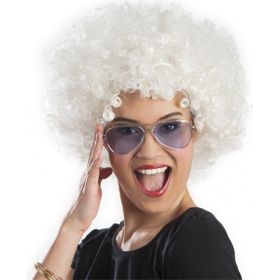 Xnews Beyaz Renk Kıvırcık Afro Bonus Peruk