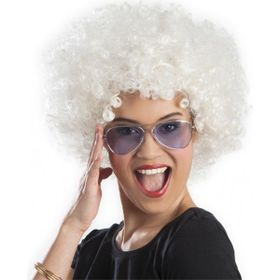 Xnews Beyaz Renk Kıvırcık Afro Bonus Peruk