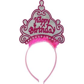 Xnews Happy Birthday Neon Pembe Renk 24x15 cm Doğum Günü Tacı