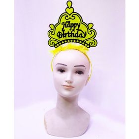 Xnews Happy Birthday Neon Sarı Renk 24x15 cm Doğum Günü Tacı