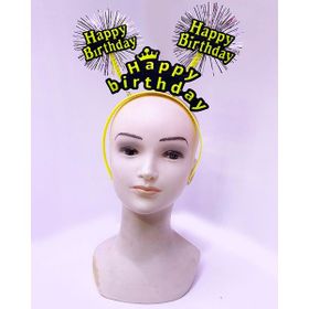 Xnews Happy Birthday Püsküllü Neon Sarı Renk 22x19 cm Doğum Günü Tacı