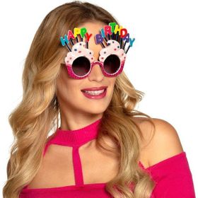Xnews Happy Birthday Yazılı Fuşya 17x11 cm Parti Gözlüğü