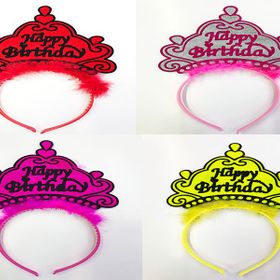 Xnews Happy Birthday Yazılı Neon Renk 12 Adet Taç