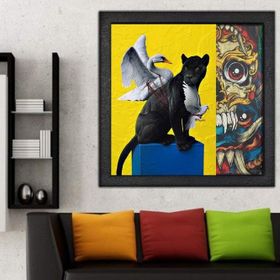 Yağlı Boya Dokulu Leopar Ahşap Tablo