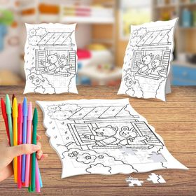 Yağmur İzleyen Arkadaş Boyama Puzzle Tablo