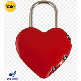 Yale 3 Şifreli Kırmızı Kalp Asma Kilit