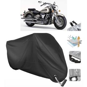 Yamaha Wild Star XV 1600 Siyah Arka Çanta Uyumsuz Ultra Kalın Su Geçirmez Motor Brandası