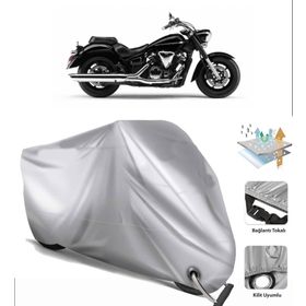 Yamaha XVS 1300 A Siyah Arka Çanta Uyumsuz Ultra Kalın Su Geçirmez Motor Brandası