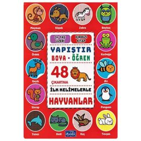 Yapıştır ve Boya Öğren Hayvanlar Kırmızı Kitap Parıltı Yayınları