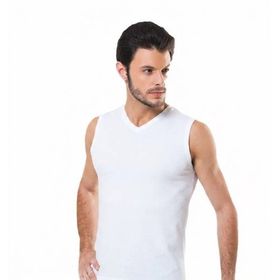 Yaren Tuhafiye 513 6'lı Beyaz Paket Hmd Ribana Erkek Sıfır Kol V Yaka Fanila Atlet