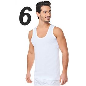 Yaren Tuhafiye 6'lı Seher Erkek Penye Askılı Atlet Klasik Beyaz Kolsuz Atlet
