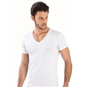 Yaren Tuhafiye 712 6'lı Fanila Beyaz Paket Hmd Likralı Erkek V Yaka Kısakol Atlet