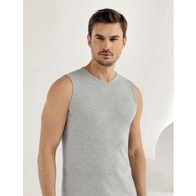 Yaren Tuhafiye E032 Ribana V Yaka Sıfır Kollu 6 Adet Erkek Fanila Atlet
