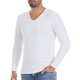 Yaren Tuhafiye Fanila Beyaz 350 6 Adet Yıldız Erkek Likralı Uzun Kollu T-Shirt