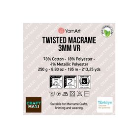 Yarnart 925 Twisted Macrame VR 3 mm El Örgü İpi