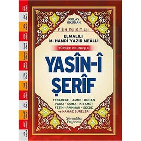 Yasin-i Şerif Fihristli, Mealli ve Türkçe Okunuşlu, Çanta Boy, Şamua - Elmalılı Muhammed Hamdi Yazır