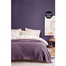Yataş Bedding Holly Wellsoft Kül Moru Tek Kişilik Battaniye Seti
