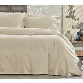 Yataş Bedding Plain Ranforce Bej Çift Kişilik Nevresim Takım