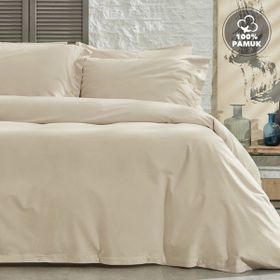 Yataş Bedding Plain Ranforce Bej Çift Kişilik Nevresim Takım
