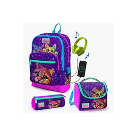 Yaygan Çanta Coral High Usb Şarjlı Kulaklık 3'lü Okul Çanta Seti ( Çanta- Beslenme- Kalemlik )