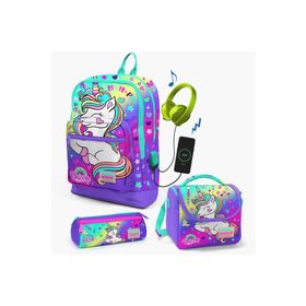 Yaygan Çanta Coral High Usb Şarjlı Kulaklık 3'lü Okul Çanta Seti ( Çanta- Beslenme- Kalemlik )