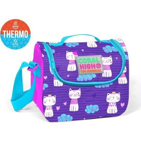 Yaygan Coral High Mor Kedi Desenli Termoslu Beslenme Çantası