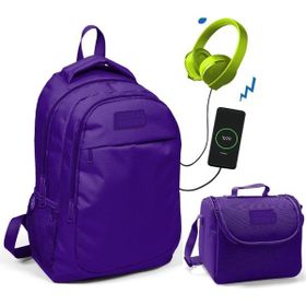 Yaygan Coral High Mor USB Soketli Okul Kız Çocuk Beslenme Çantası
