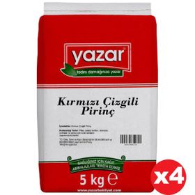 Yazar 5 kg Kırmızı Çizgili Yerli Pirinç (4 adet)