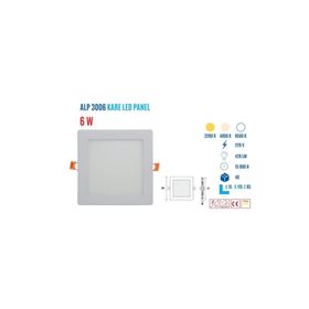 Ycl ALP-3006B 6W Sıva Altı Kare Beyaz Led Panel