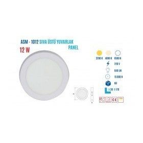 Ycl ASM-1012G 12W Sıvaüstü Yuvarlak Günış Led Panel