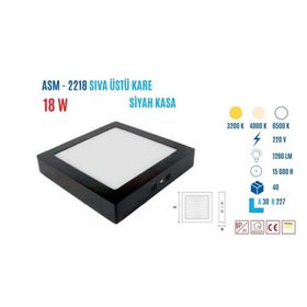 Ycl ASM-2218B 18W Sıva Üstü Kare Led Panel Beyaz
