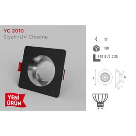 Ycl YC-2010 Dekoratif Modern Siyah UV Chrome Sıva Altı Spot Kasa