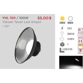 Ycl YHL-100 100 W E27 Beyaz Yüksek Tavan Led Ampul