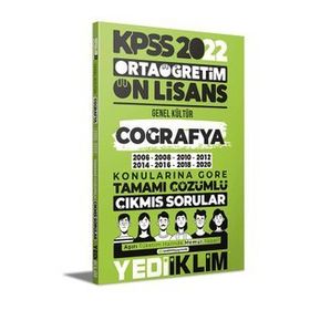 Yediiklim Yayınları 2022 Kpss Ortaöğretim Ön Lisans Genel Kültür Coğrafya Konularına Göre Tamamı Çözümlü Çıkmış Sorular