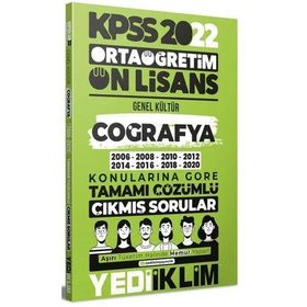 Yediiklim Yayınları 2022 Kpss Ortaöğretim Ön Lisans Genel Kültür Coğrafya Konularına Göre Tamamı Çözümlü Çıkmış Sorular