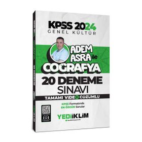 Yediiklim Yayınları - 2024 KPSS Genel Kültür Adem Asra ile Coğrafya Tamamı Video Çözümlü 20 Deneme Sınavı