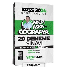 Yediiklim Yayınları - 2024 KPSS Genel Kültür Adem Asra ile Coğrafya Tamamı Video Çözümlü 20 Deneme Sınavı